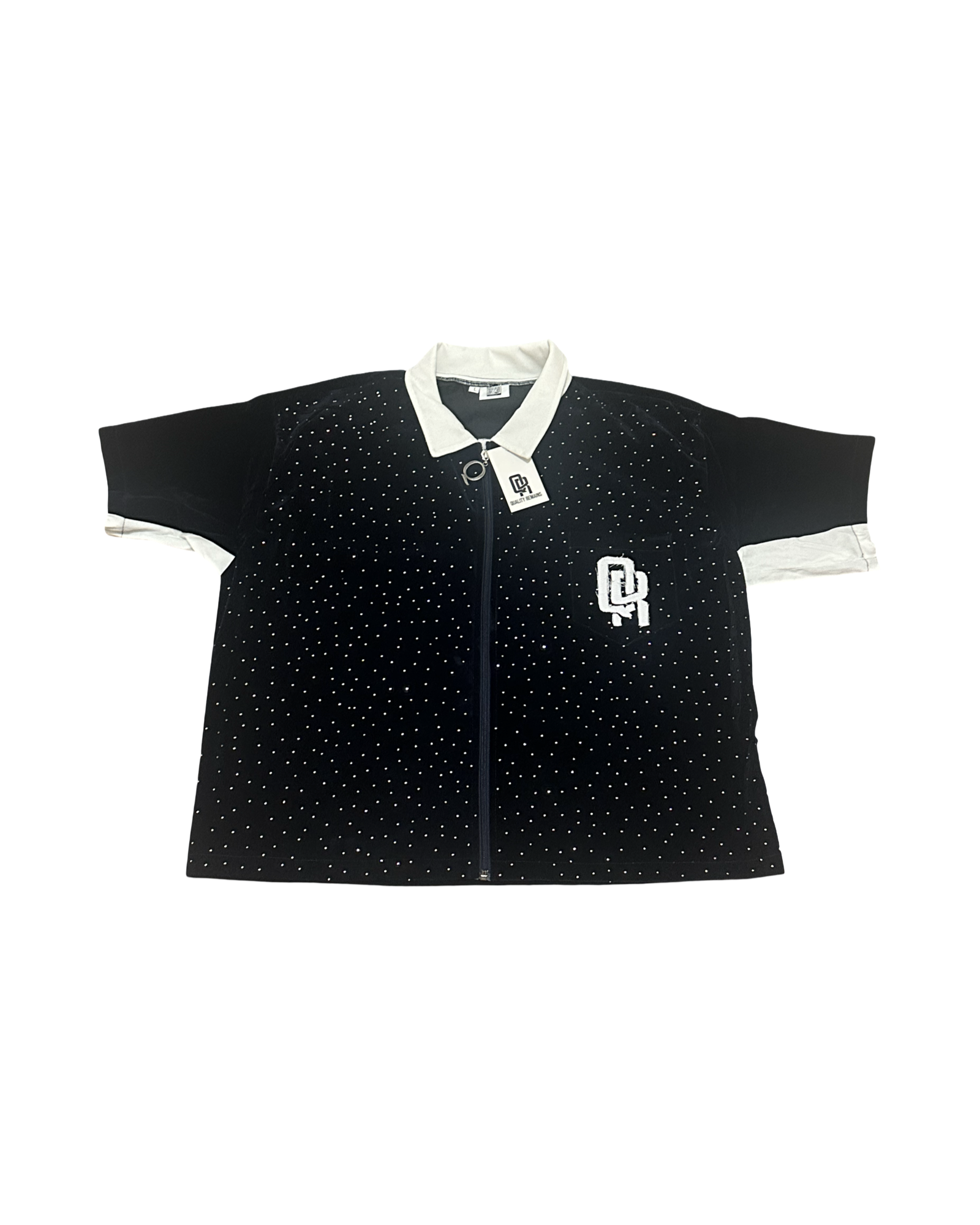 QR RHINESTONE VELOUR SHIRT