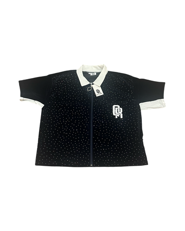 QR RHINESTONE VELOUR SHIRT