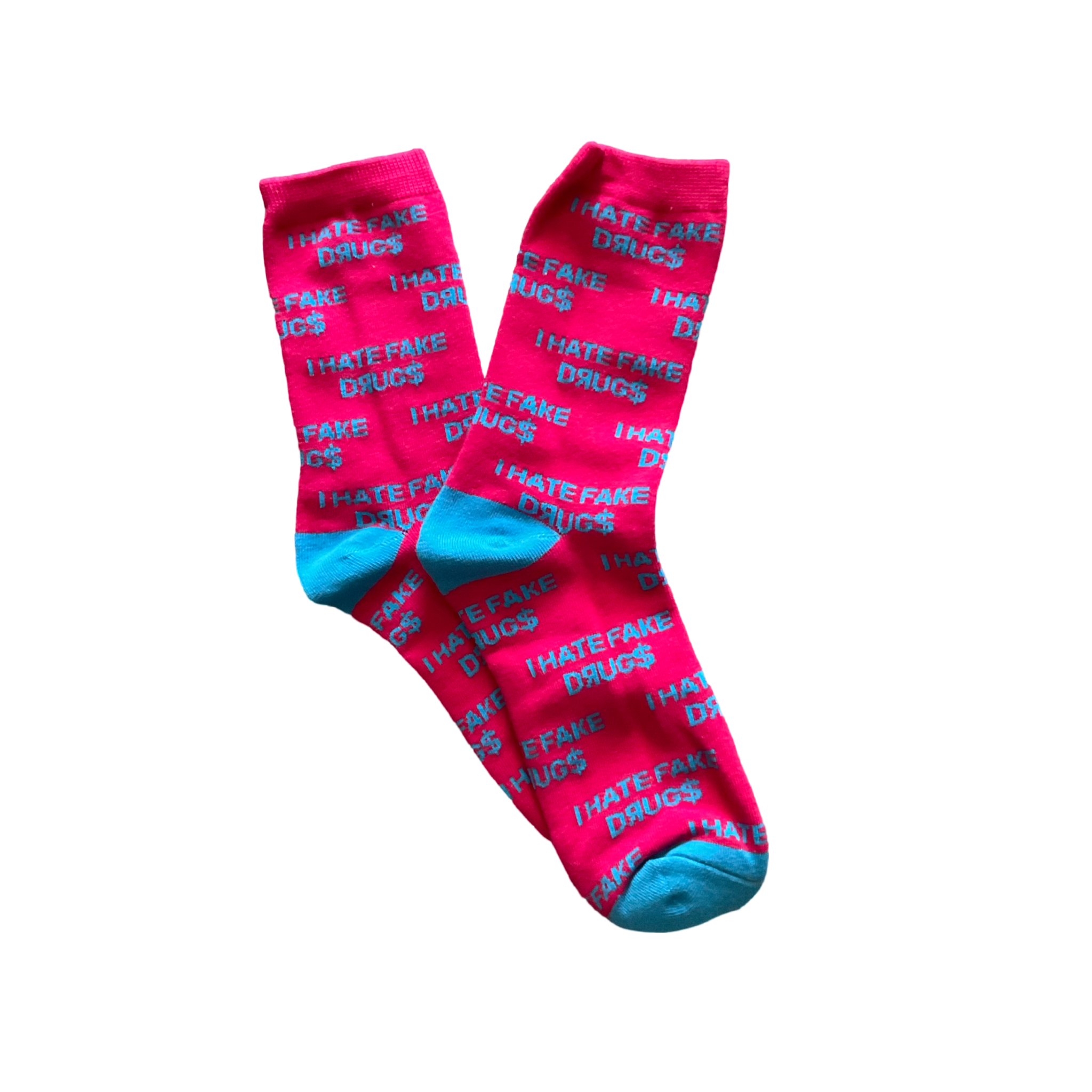 QR “I HATE FAKE DRUGS” socks