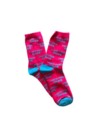 QR “I HATE FAKE DRUGS” socks